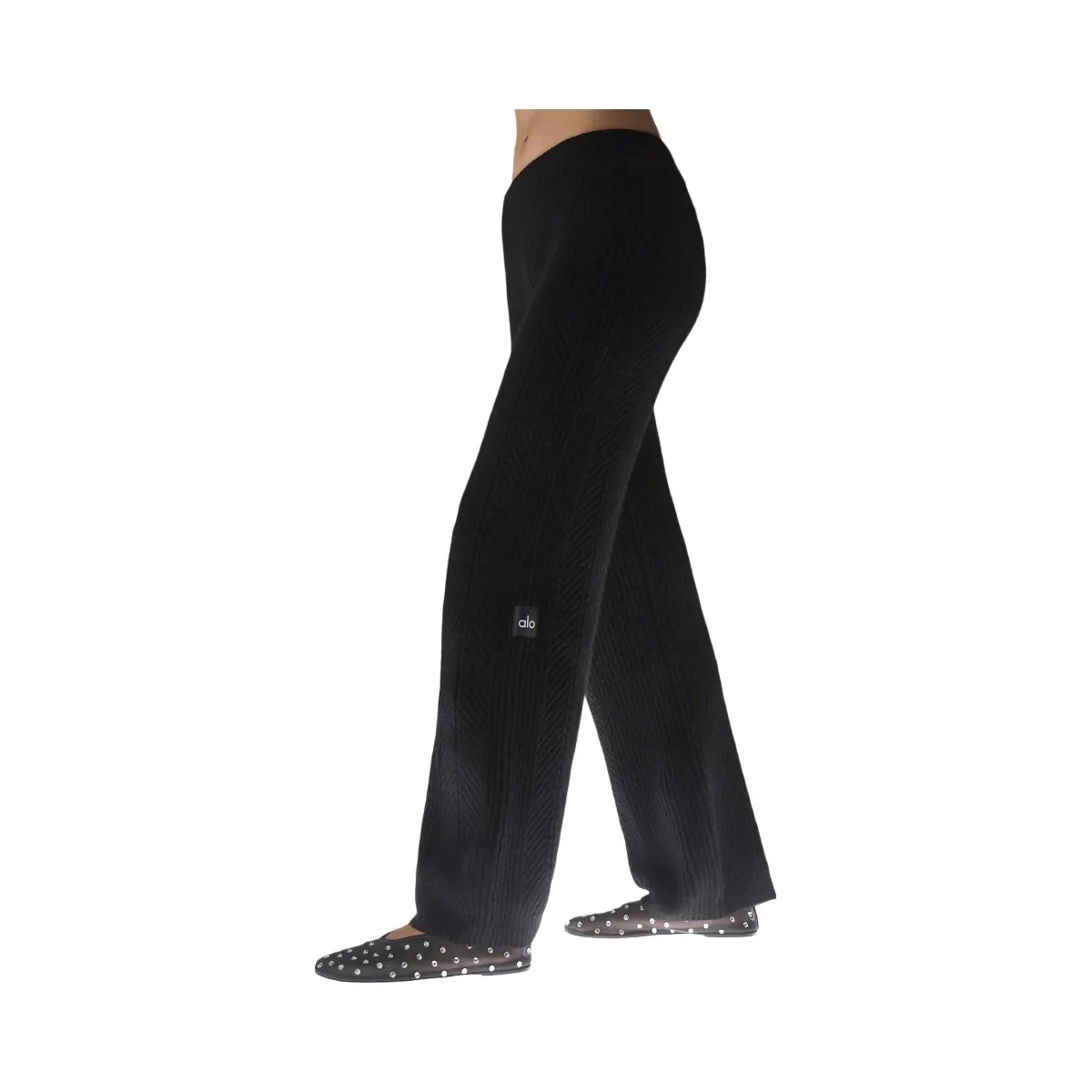 Alo Women's Winter Magic Cashmere Wide Leg Pant - Black - HypeFly India View 2