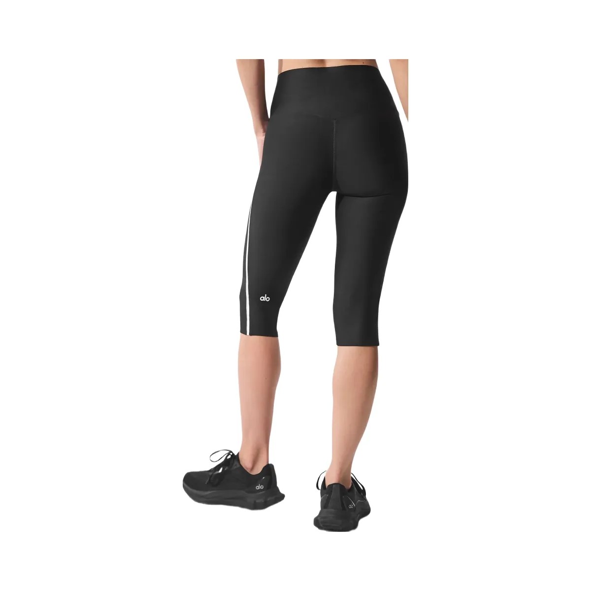 Alo Women's Airlift High-Waist Super Sleek Contrast Capri - Black/White - HypeFly India View 3