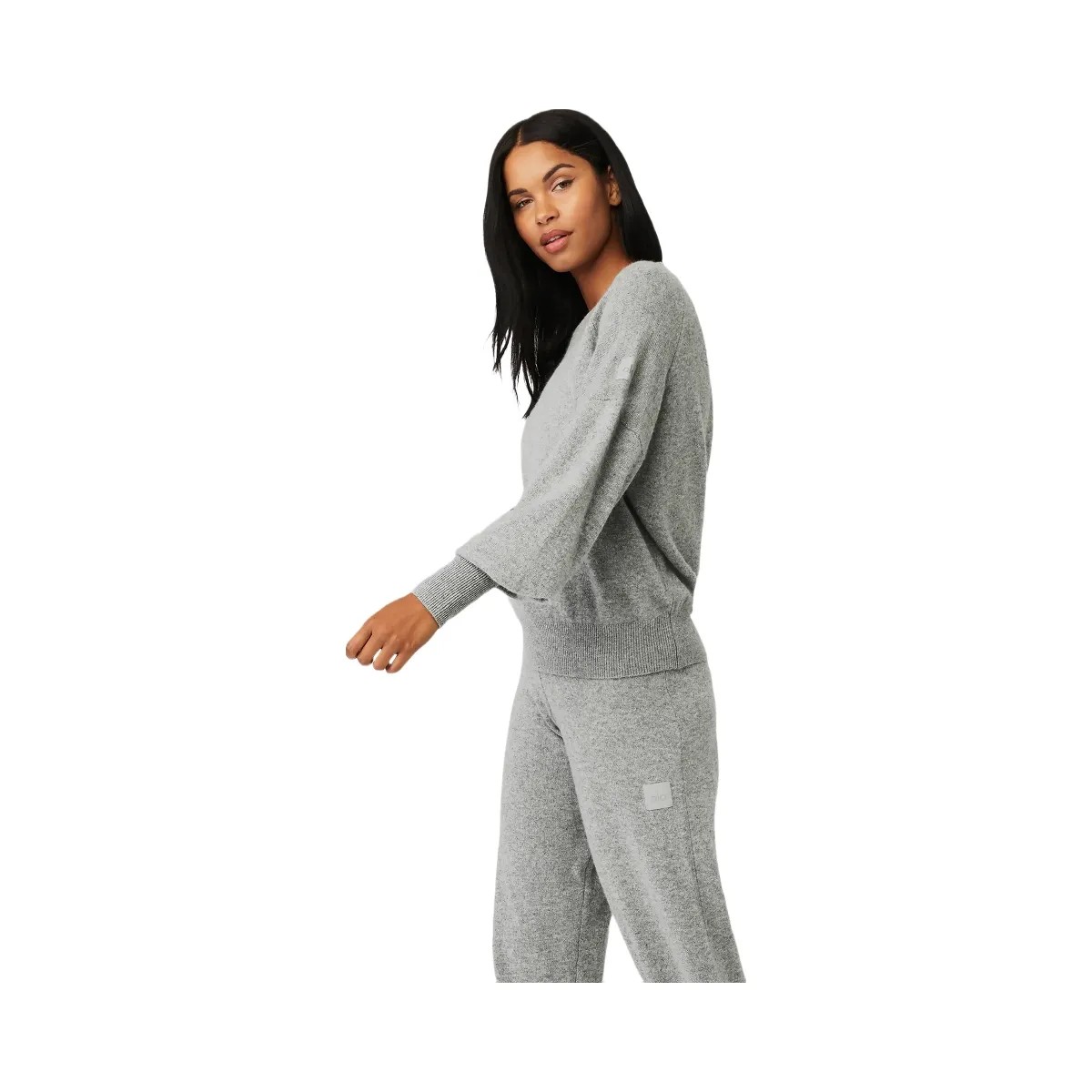 Alo Women's Cashmere Jet Set Crew - Dove Grey Heather - HypeFly India View 2
