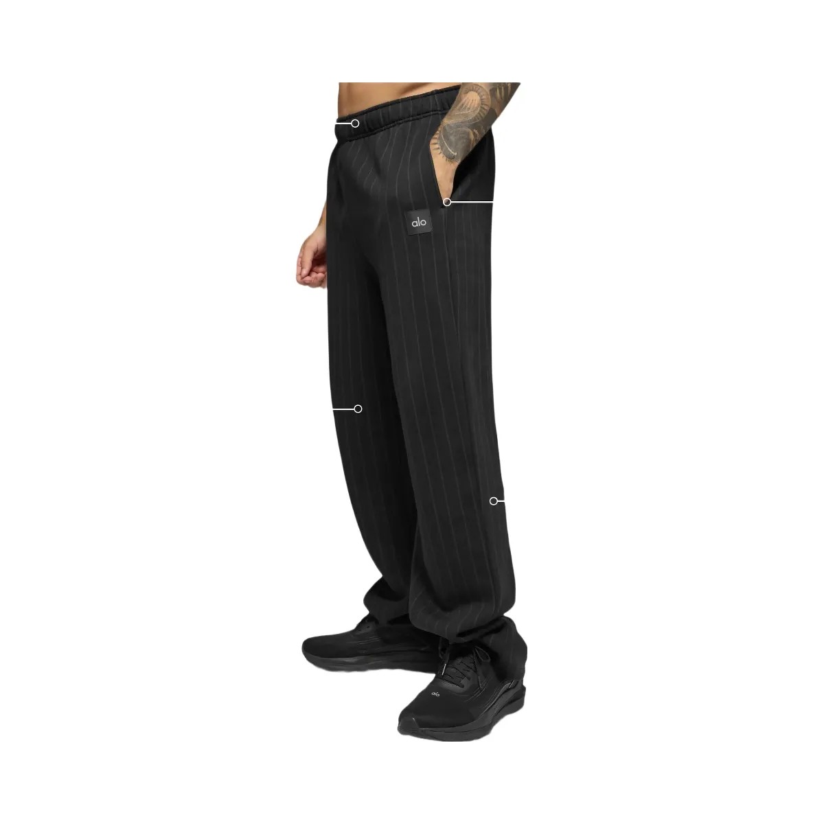 Alo Men's Pinstripe Straight Leg Sweatpant - Black Pinstripe - HypeFly India View 3
