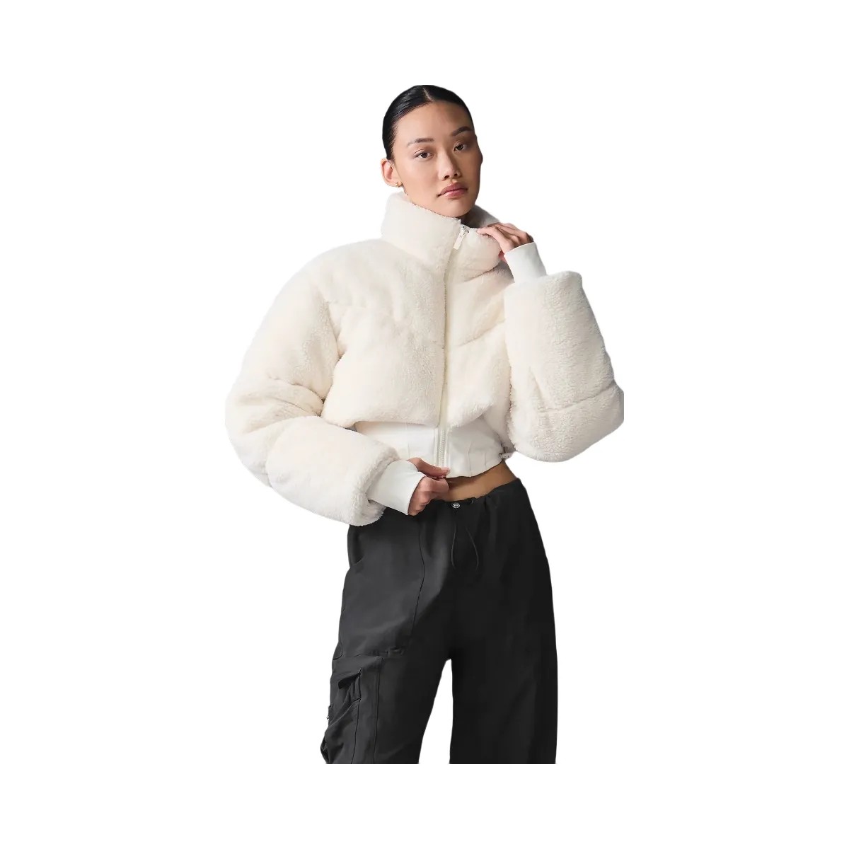 Alo Women's Sherpa Main Act Corset Puffer - Ivory - HypeFly India View 1