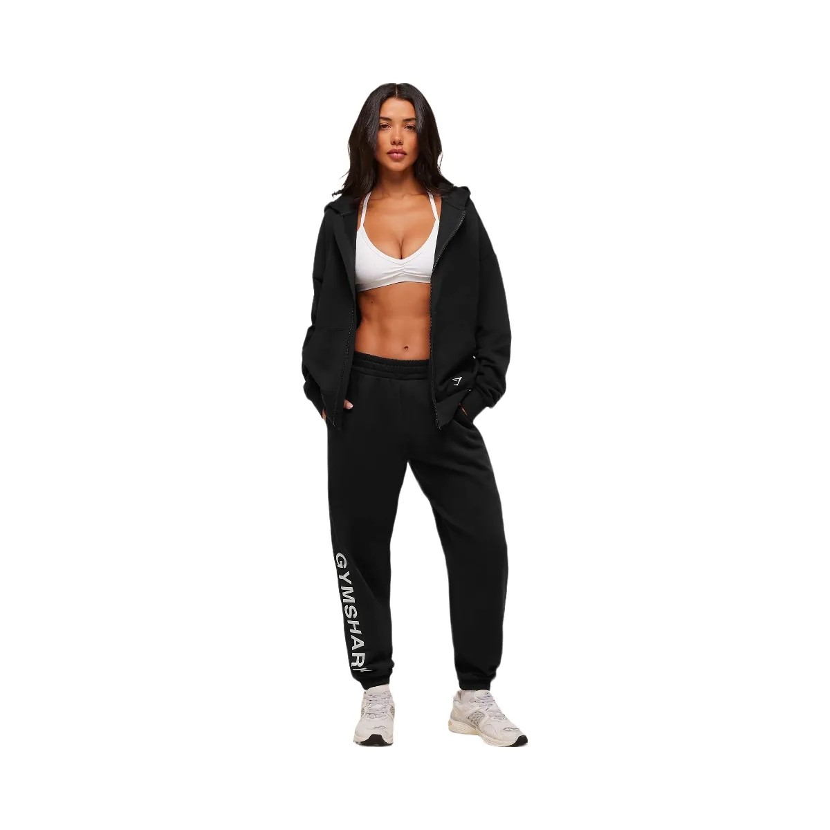 Gymshark Embroidered Zip Up Hoodie - Black - HypeFly India View 4
