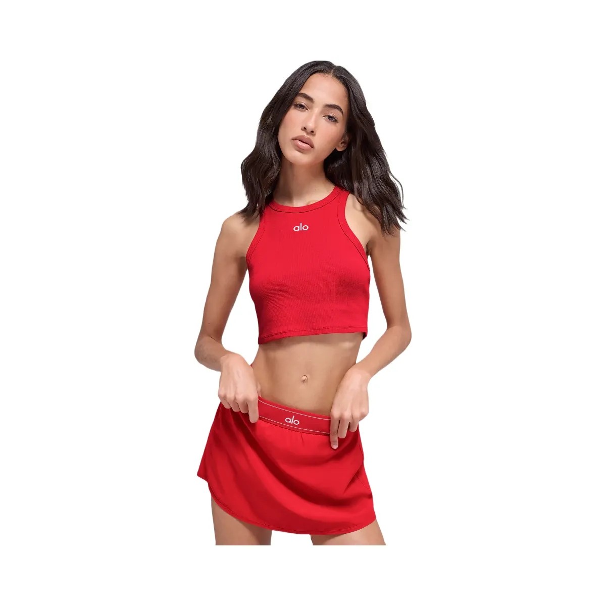 Alo Women's Aspire Tank - Bright Red/White - HypeFly India View 4