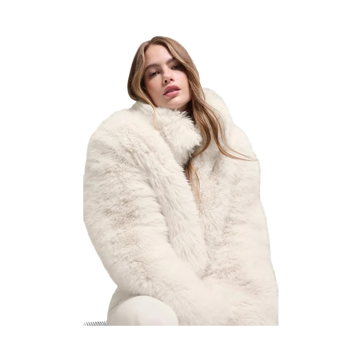 Alo Women's Opulent Faux Fur Cropped Jacket - Ivory - HypeFly India View 4