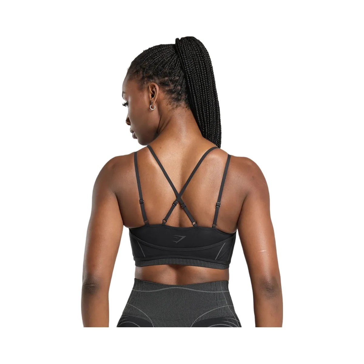 Gymshark Apex Seamless Strappy Sports Bra - Black/Graphite Grey - HypeFly India View 2