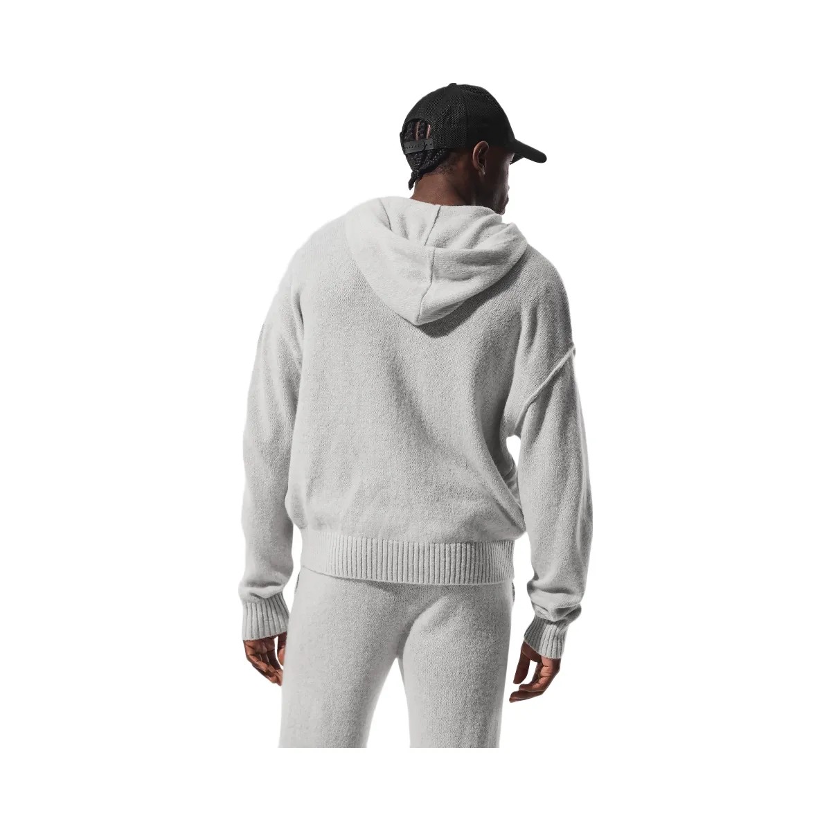 Alo Men's Wool Cashmere New Class Full Zip Hoodie - Pearl Grey Heather - HypeFly India View 4