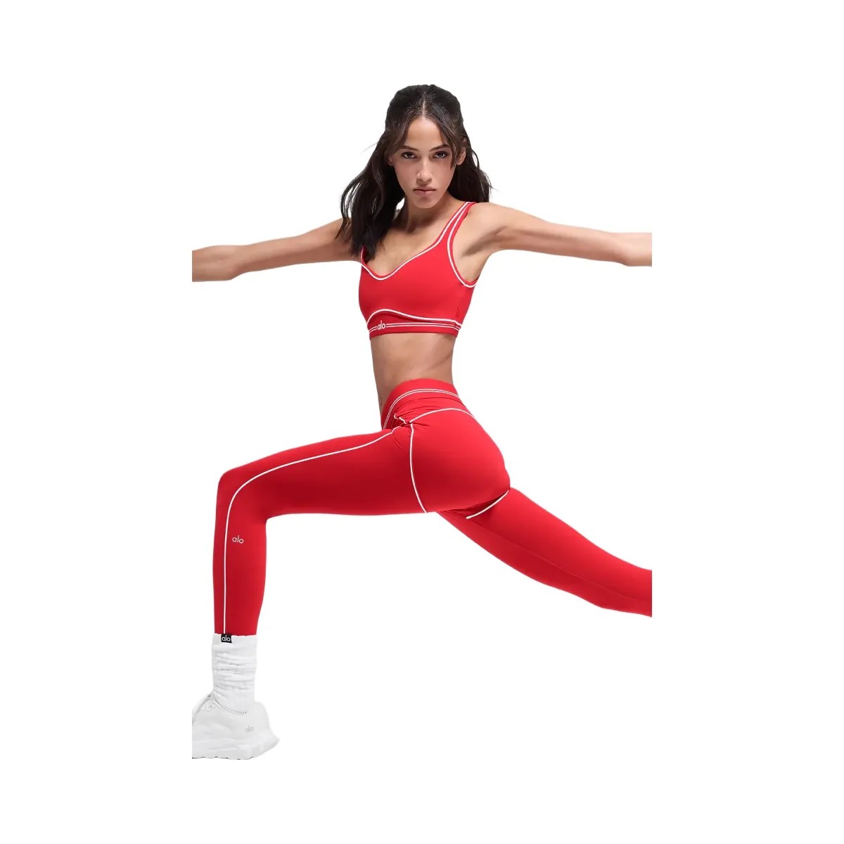 Alo Women's Airbrush Heart Throb Bra - Bright Red/White - HypeFly India View 3