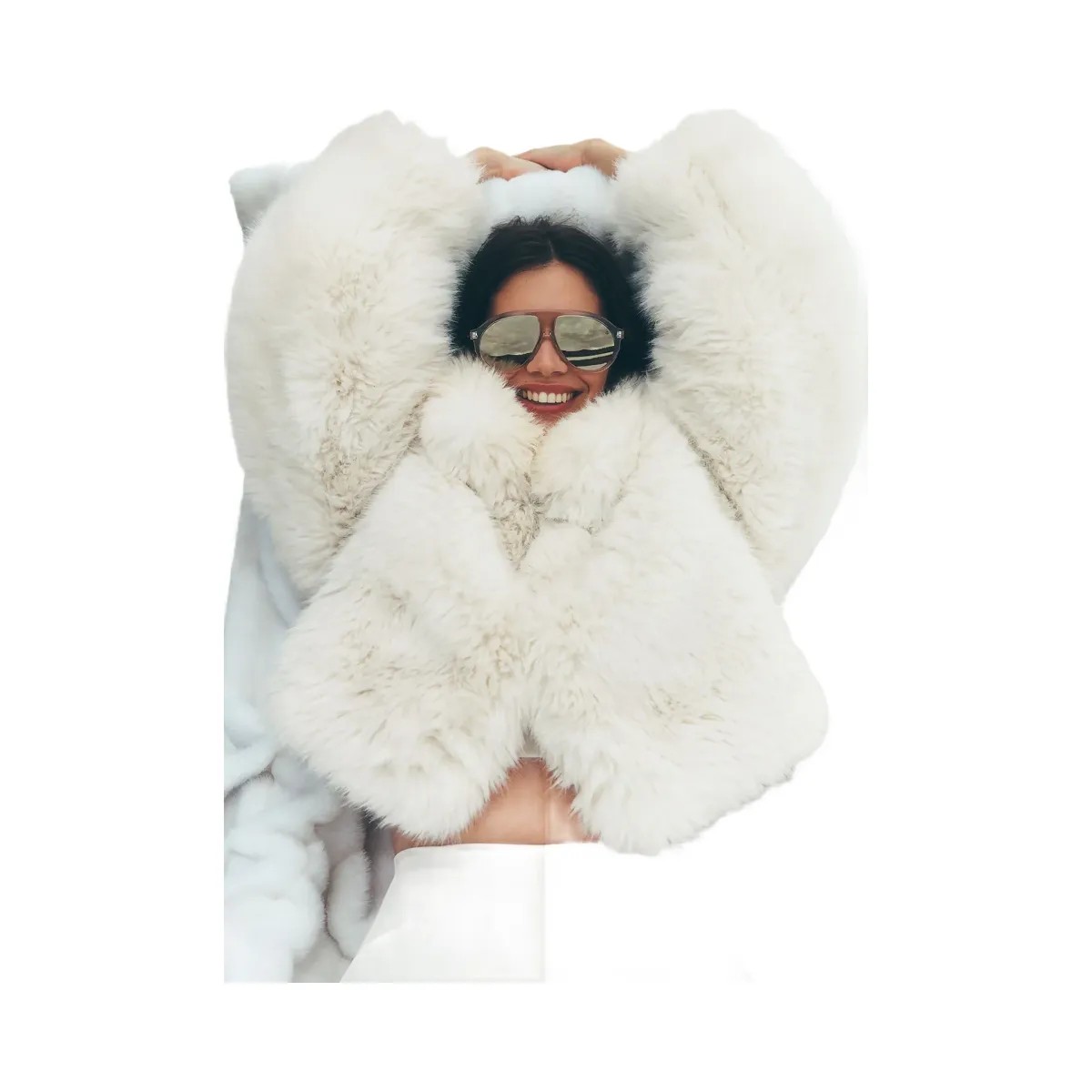 Alo Women's Opulent Faux Fur Cropped Jacket - Ivory - HypeFly India View 5