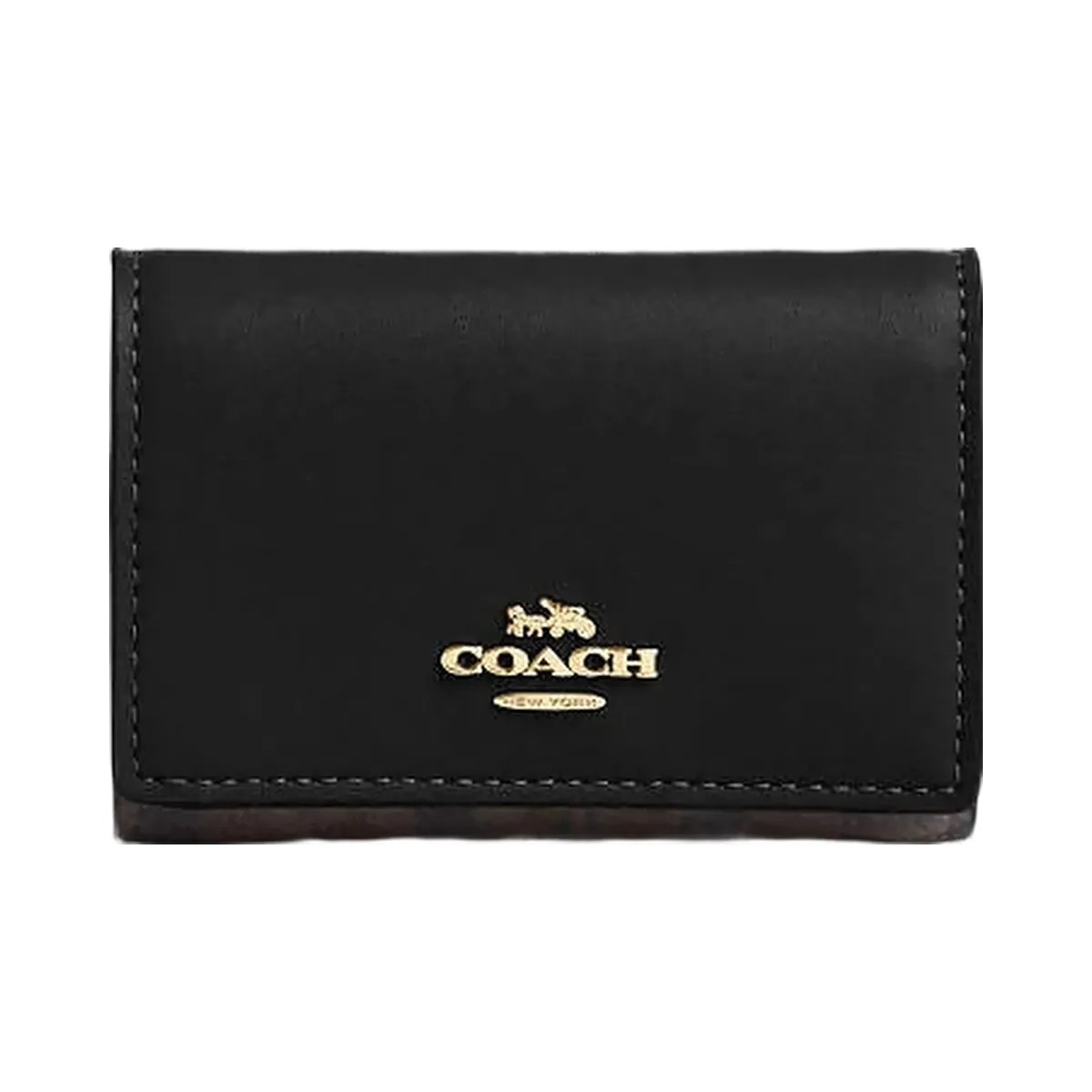 Coach Micro Wallet In Signature Canvas Signature Canvas-Gold-Walnut-Black - HypeFly India View 3