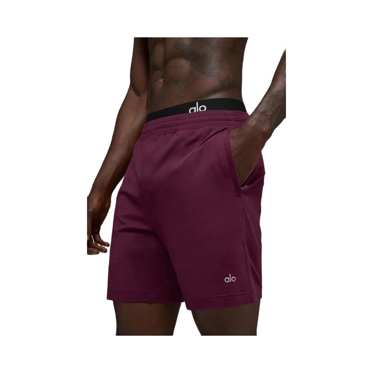 Alo Men's 7" Conquer React Performance Short - Burgundy - HypeFly India View 2