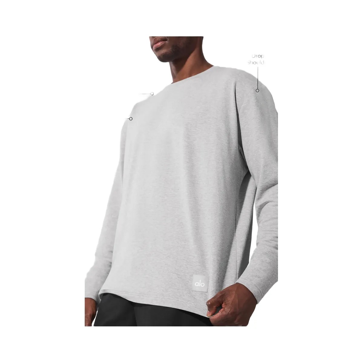 Alo Men's Double Take Long Sleeve Crew - Athletic Heather Grey - HypeFly India View 2