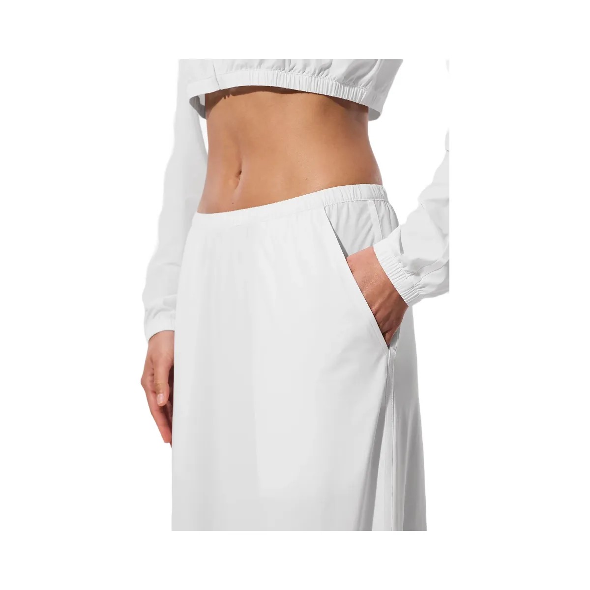 Alo Women's Breezy Wide Leg Pant (Long) - White - HypeFly India View 2
