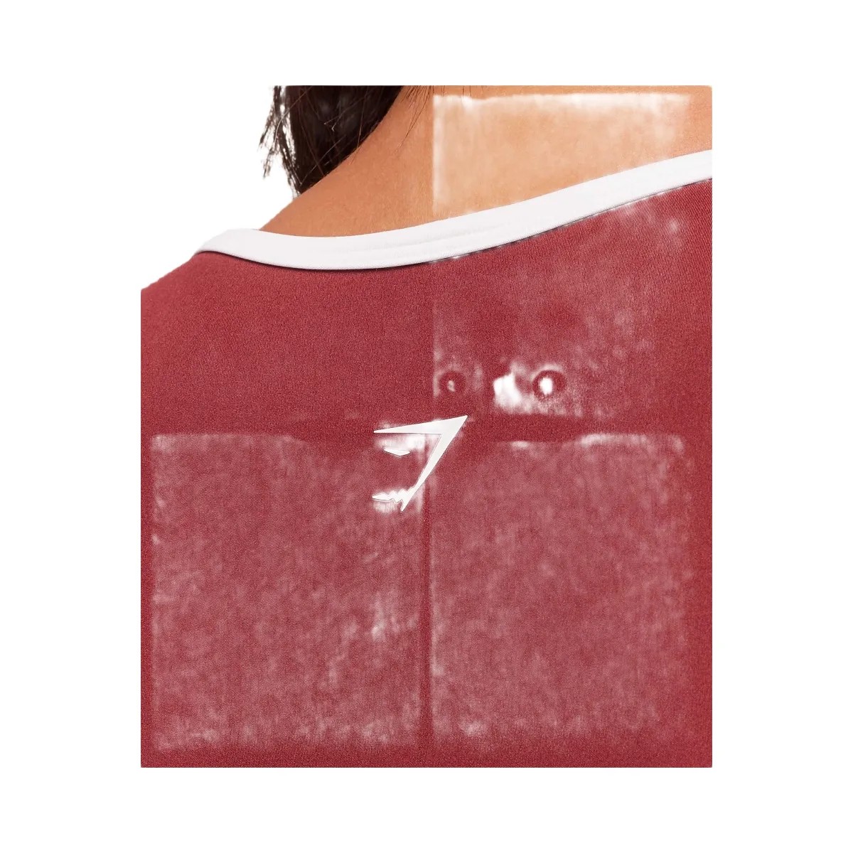 Gymshark Piping Long Sleeve Crop Top - Sets Red/Carmine Red/Soft White - HypeFly India View 6