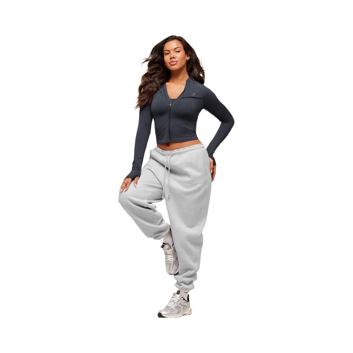 Gymshark Cosy Luxe Cuffed Joggers - Soft Grey Marl - HypeFly India View 4