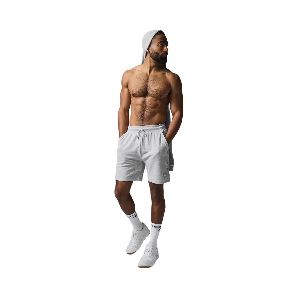 Alo Men's 7" Micro Waffle Fast Break Short - Athletic Heather Grey - HypeFly India View 1