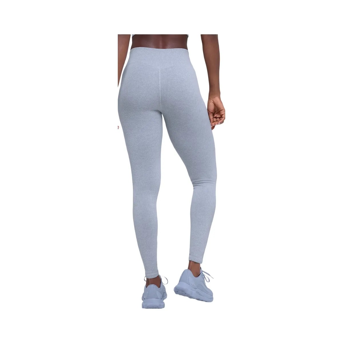 Alo Women's Seamless High-Waist Two Tone Rib Legging - Winter Frost Heather - HypeFly India View 3