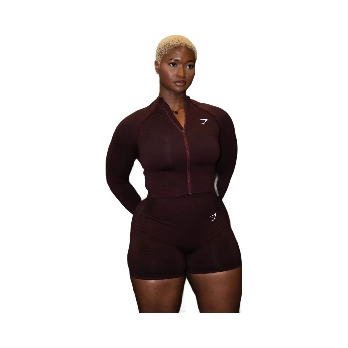 Gymshark Vital Midi Zip Up Jacket - Rich Maroon/Marl - HypeFly India View 1