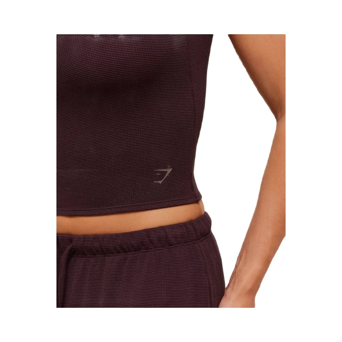 Gymshark Waffle Cropped Tank - Cherry Purple - HypeFly India View 5