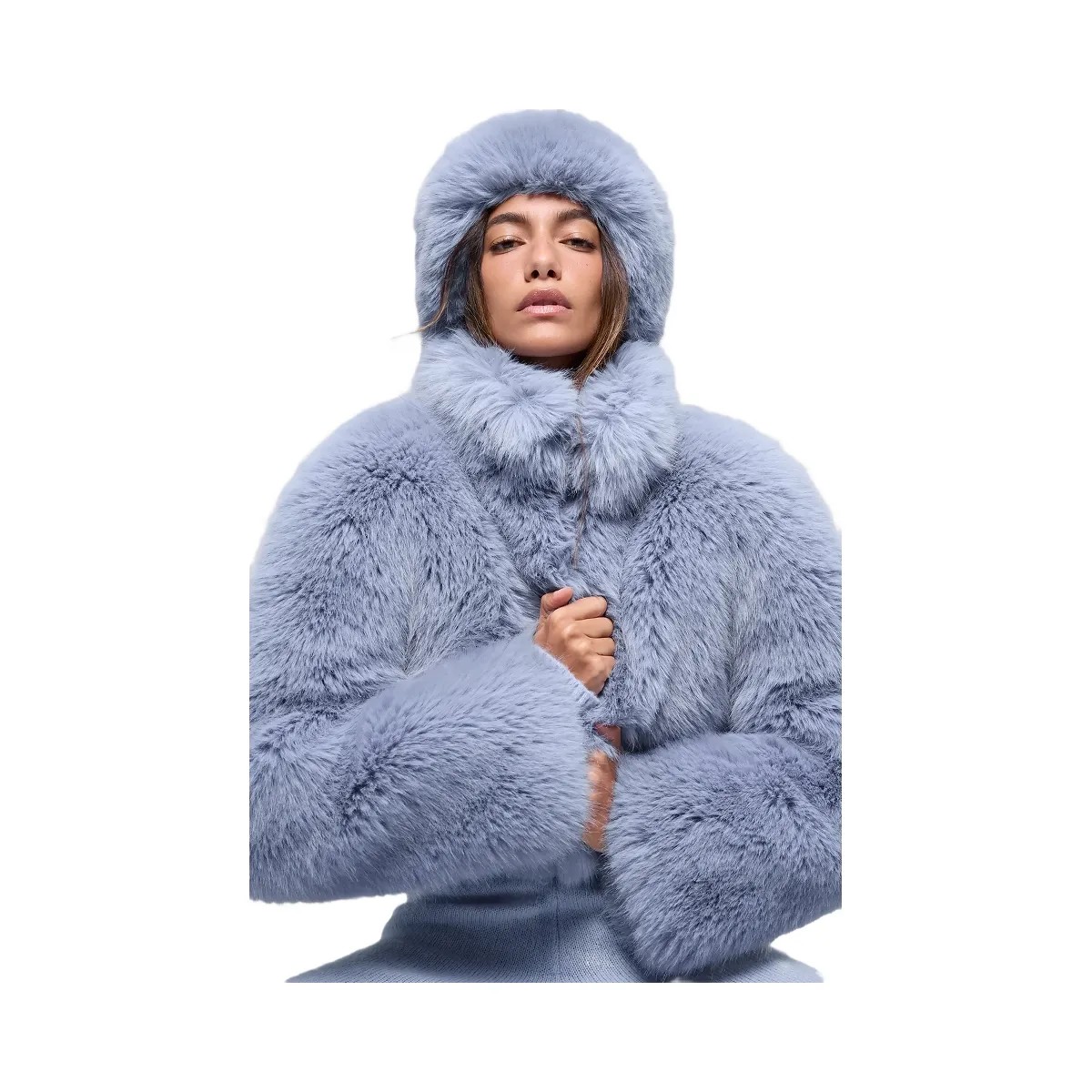 Alo Women's Opulent Faux Fur Cropped Jacket - Winter Frost - HypeFly India View 3