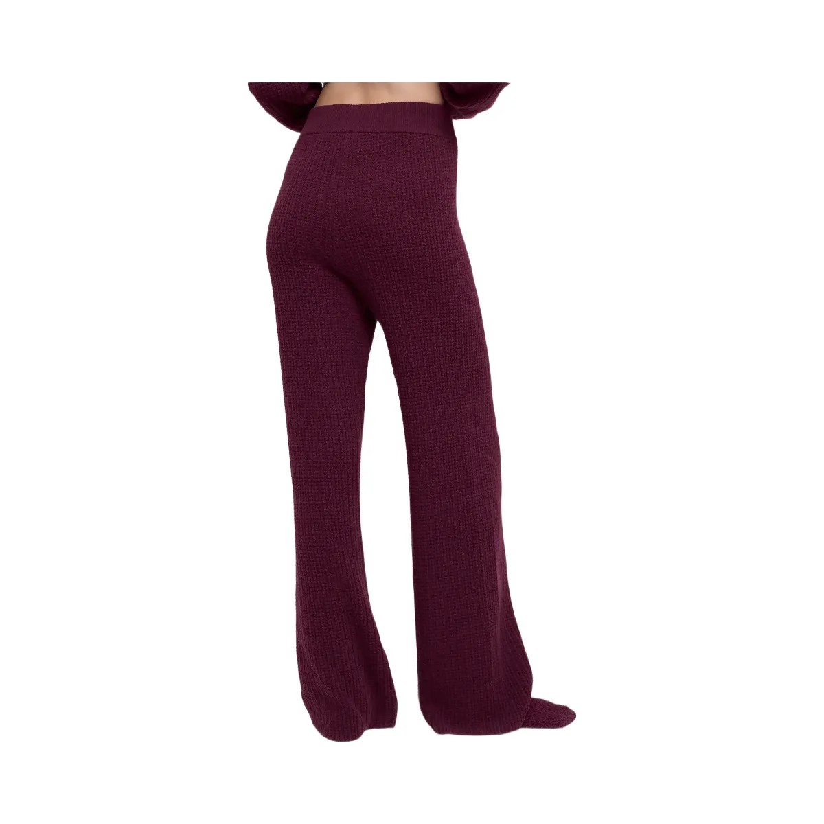 Alo Women's Cashmere High-Waist Plush Waffle Pant - Burgundy - HypeFly India View 3
