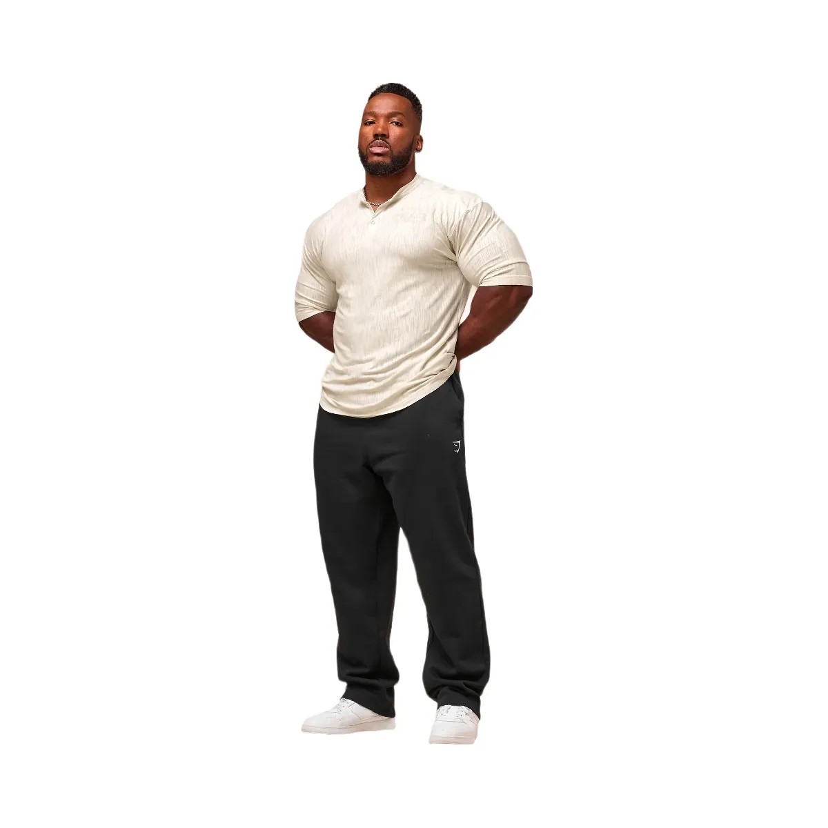 Gymshark Lightweight Slub Textured 3/4 Henley - Oat White - HypeFly India View 6