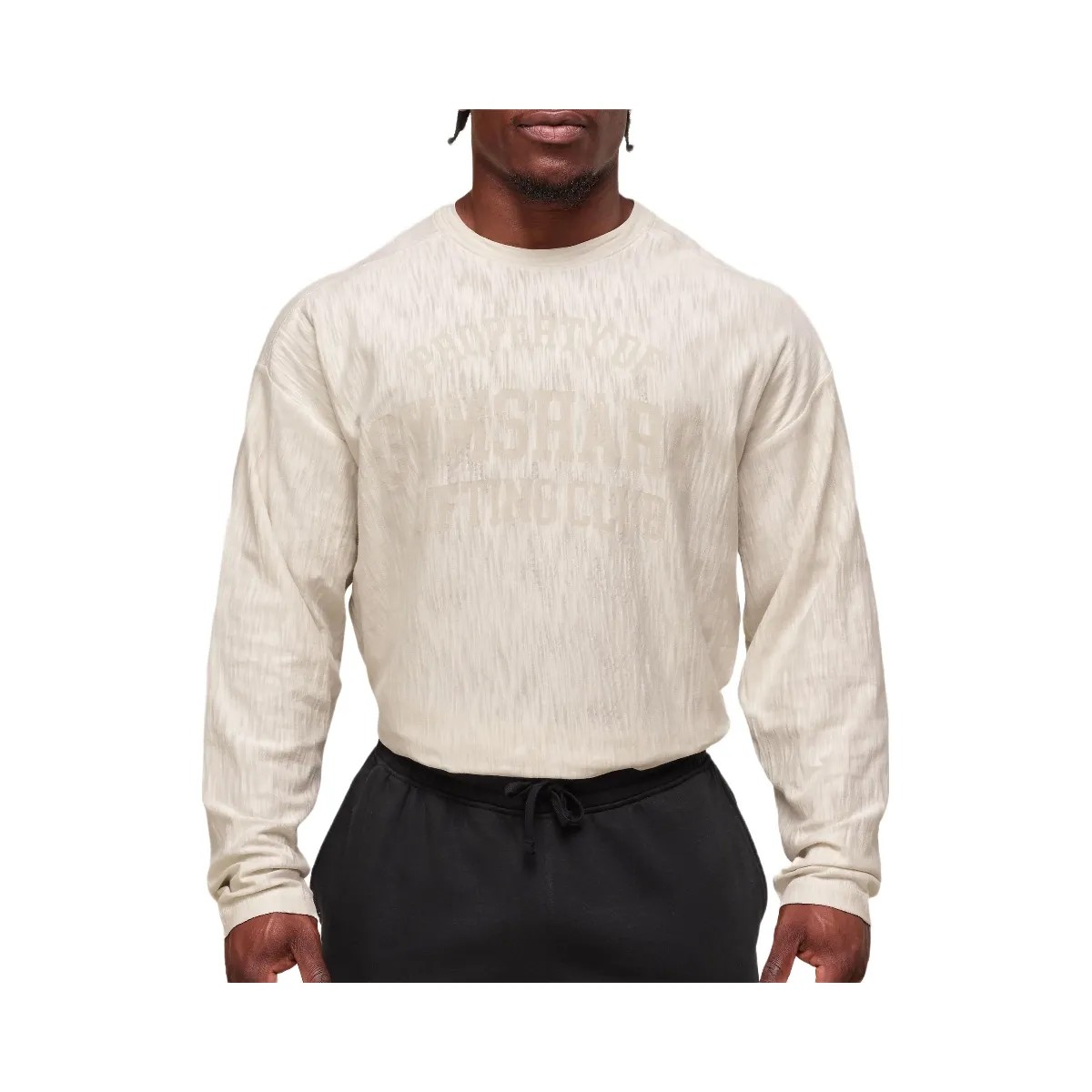 Gymshark Lightweight Slub Textured Lifting Authenticator OS LS T-shirt - Oat White - HypeFly India View 5