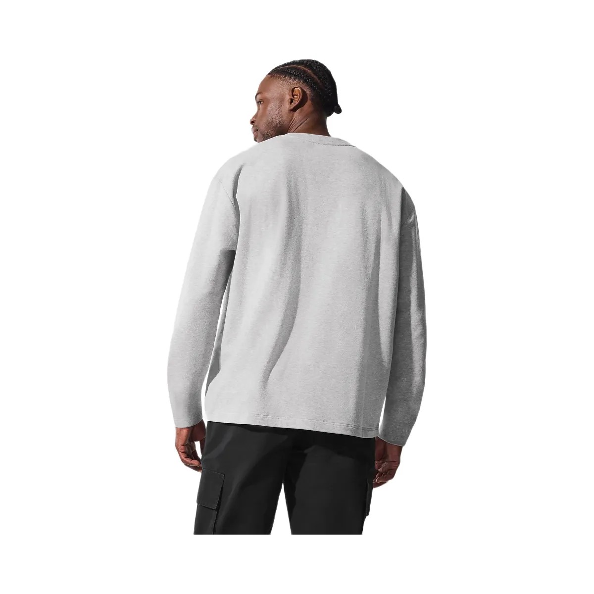 Alo Men's Double Take Long Sleeve Crew - Athletic Heather Grey - HypeFly India View 3
