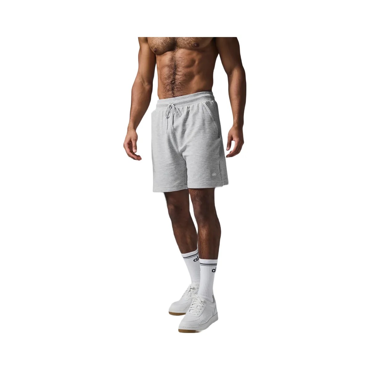 Alo Men's 7" Micro Waffle Fast Break Short - Athletic Heather Grey - HypeFly India View 2