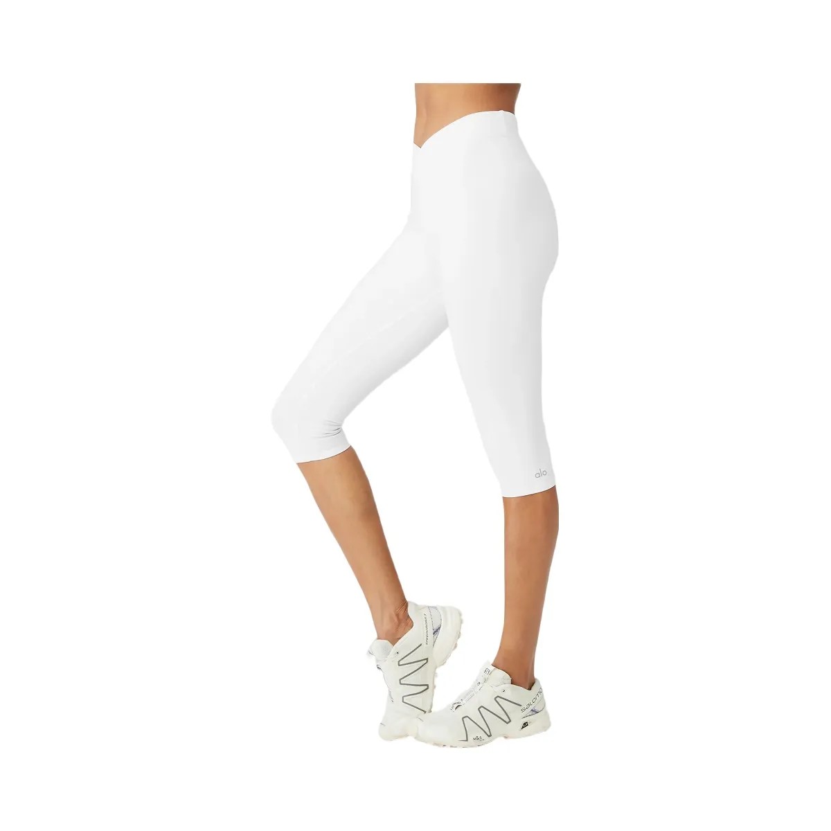 Alo Women's Airbrush V-Cut Define Capri - White - HypeFly India View 1