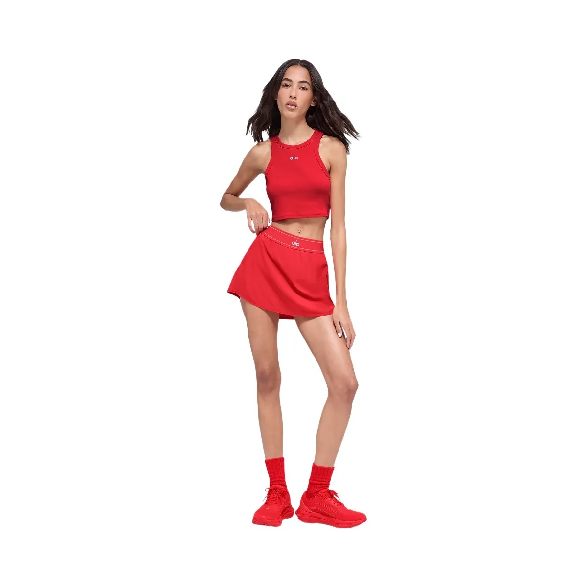 Alo Women's Aspire Tank - Bright Red/White - HypeFly India View 1