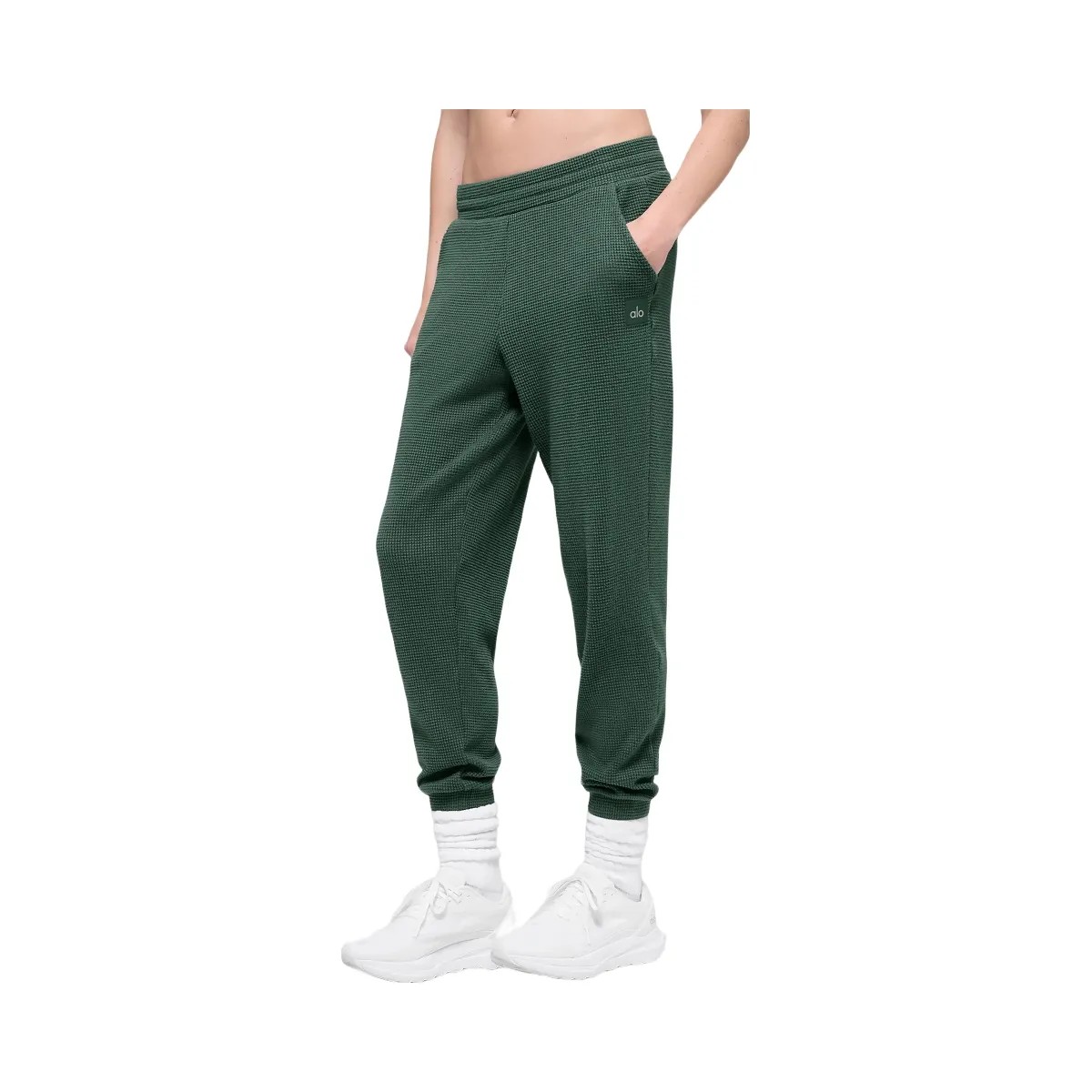 Alo Women's Waffle Weekend Escape Jogger - Clover Green - HypeFly India View 1