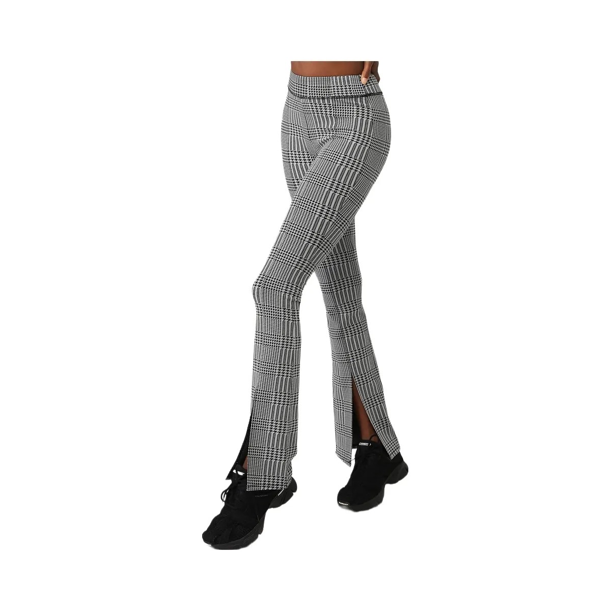 Alo Women's Jacquard High-Waist Glenplaid Flutter Legging - Titanium/Black - HypeFly India View 1