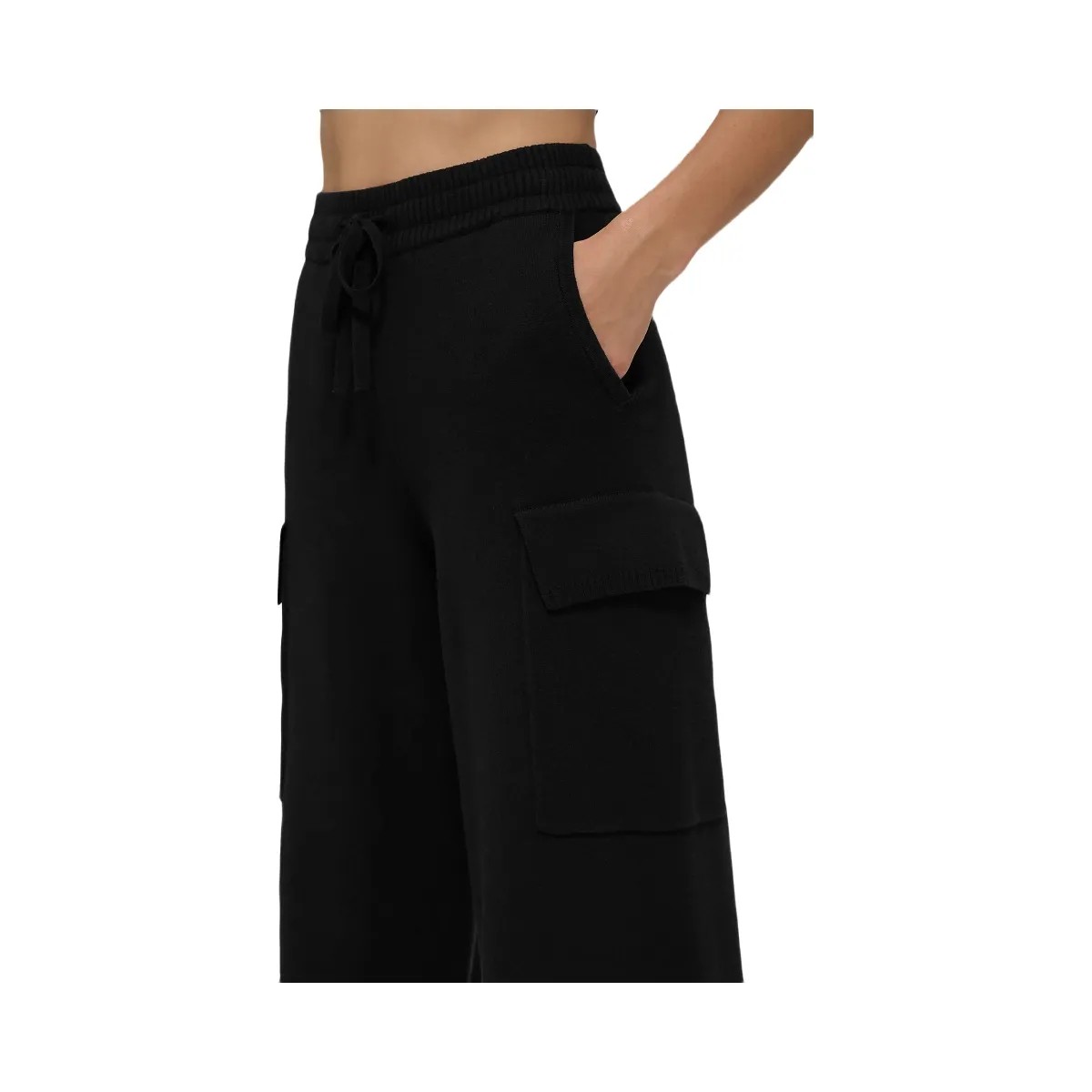 Alo Women's Scholar Knit High-Waist Cargo Pant - Black - HypeFly India View 4