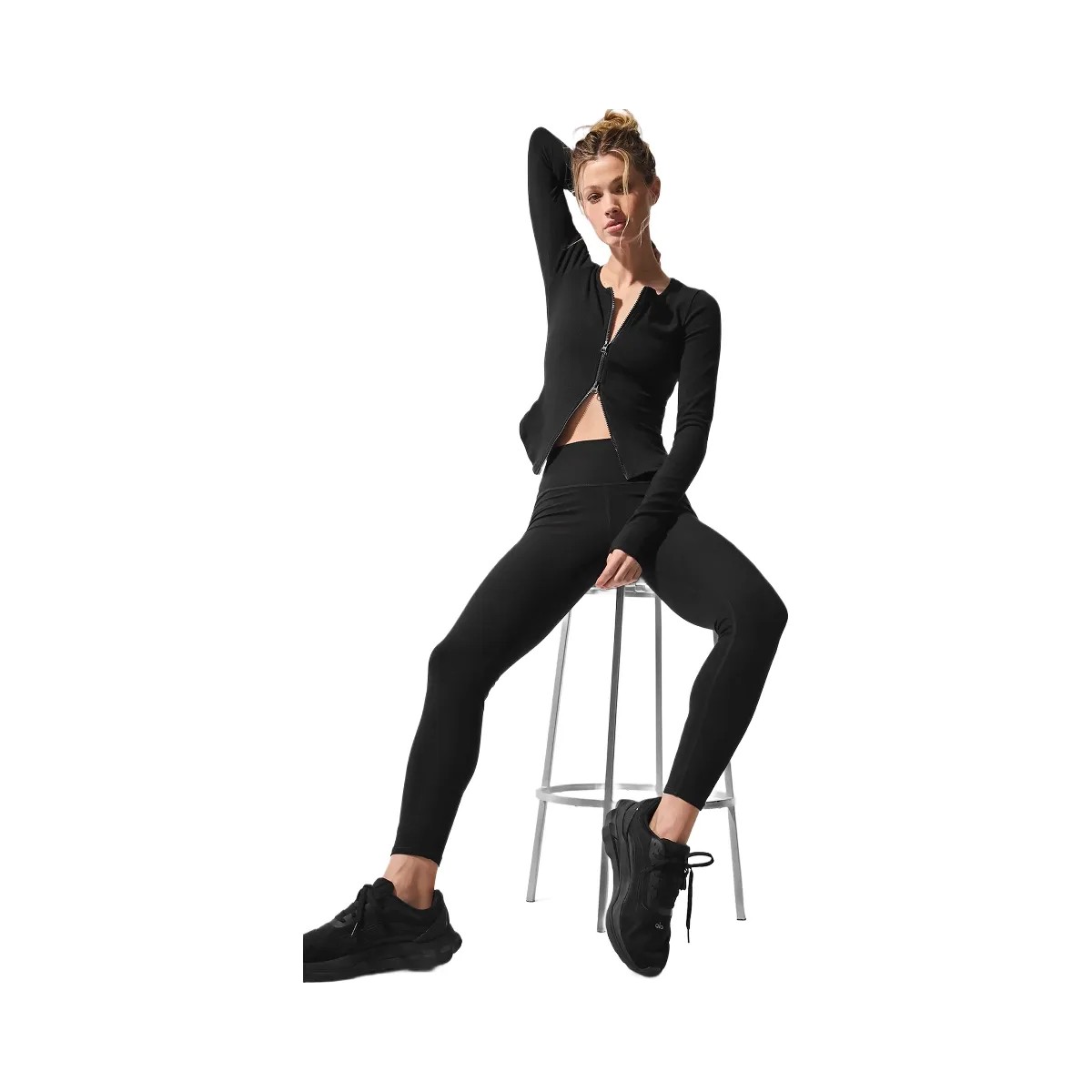 Alo Women's Alosoft High-Waist 7/8 Highlight Legging - Black - HypeFly India View 5