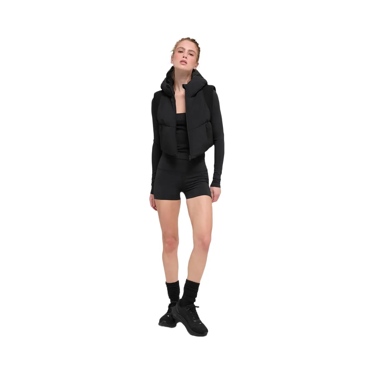 Alo Women's Fast Lane Puffer Vest - Black - HypeFly India View 4