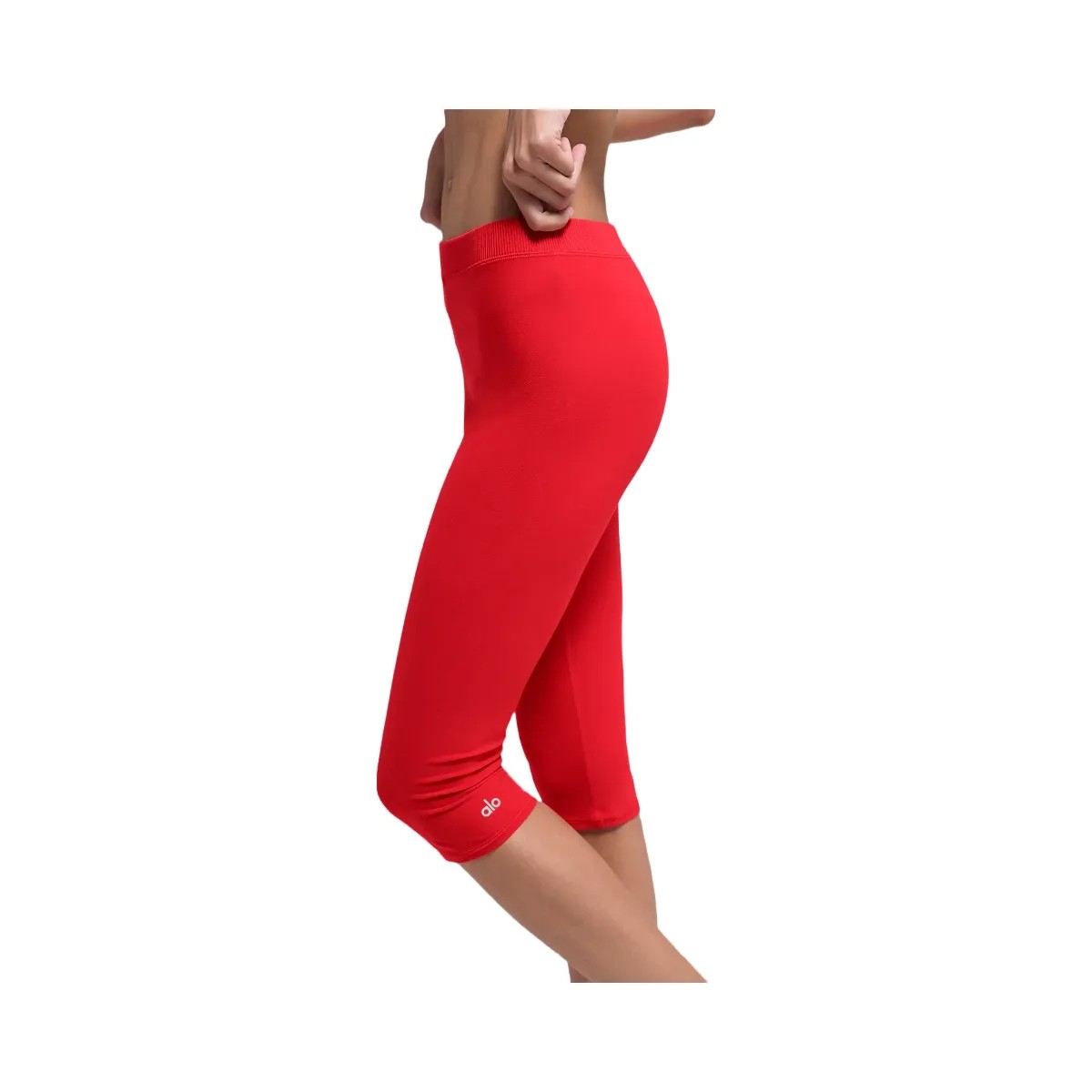 Alo Women's soft High-Waist Iconic 90's Capri - Bright Red - HypeFly India View 2