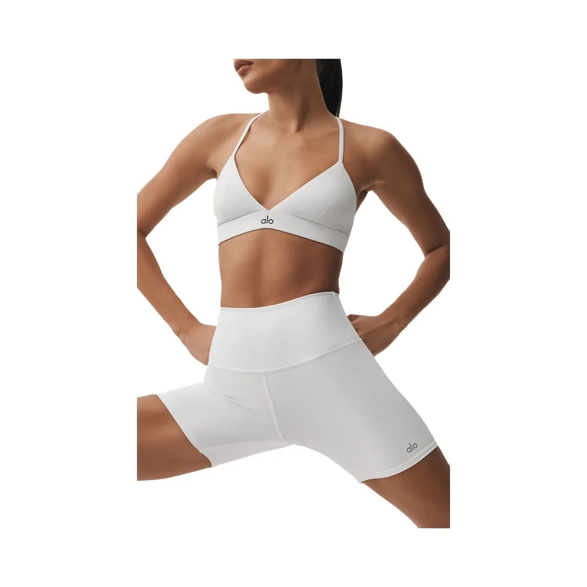 Alo Women's 5" Airbrush High-Waist Biker Short - White - HypeFly India View 3