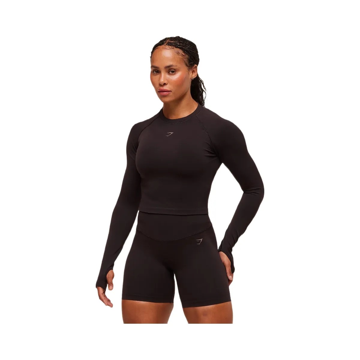 Gymshark Activate Long Sleeve Crop Top - Plum Brown - HypeFly India View 5