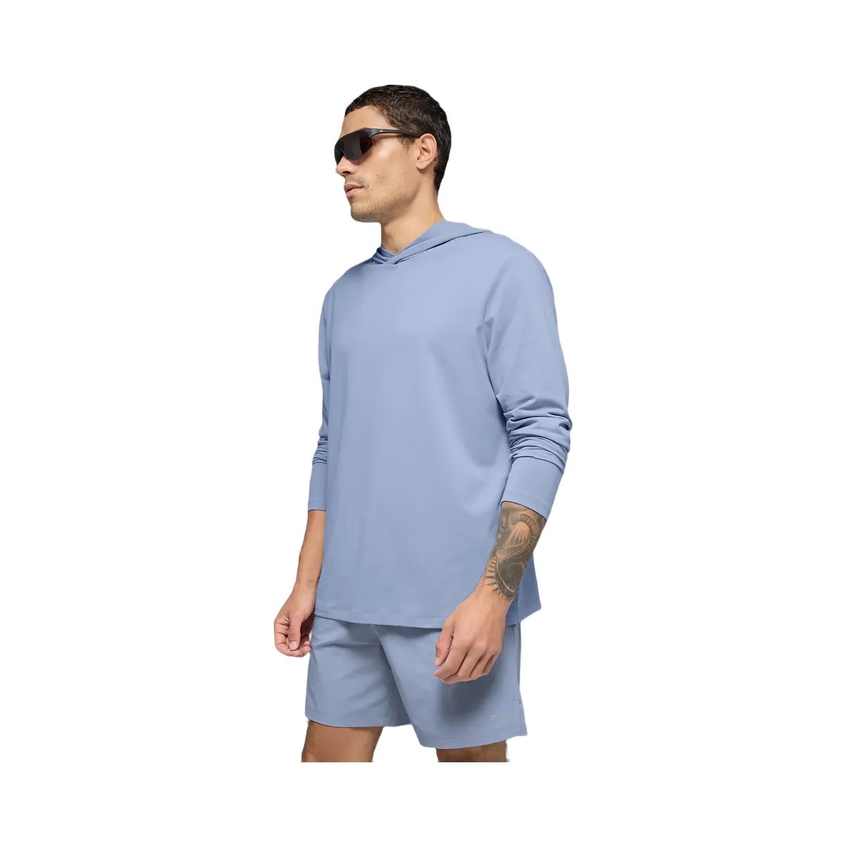Alo Men's Conquer Reform Long Sleeve With Hood - Winter Frost - HypeFly India View 4