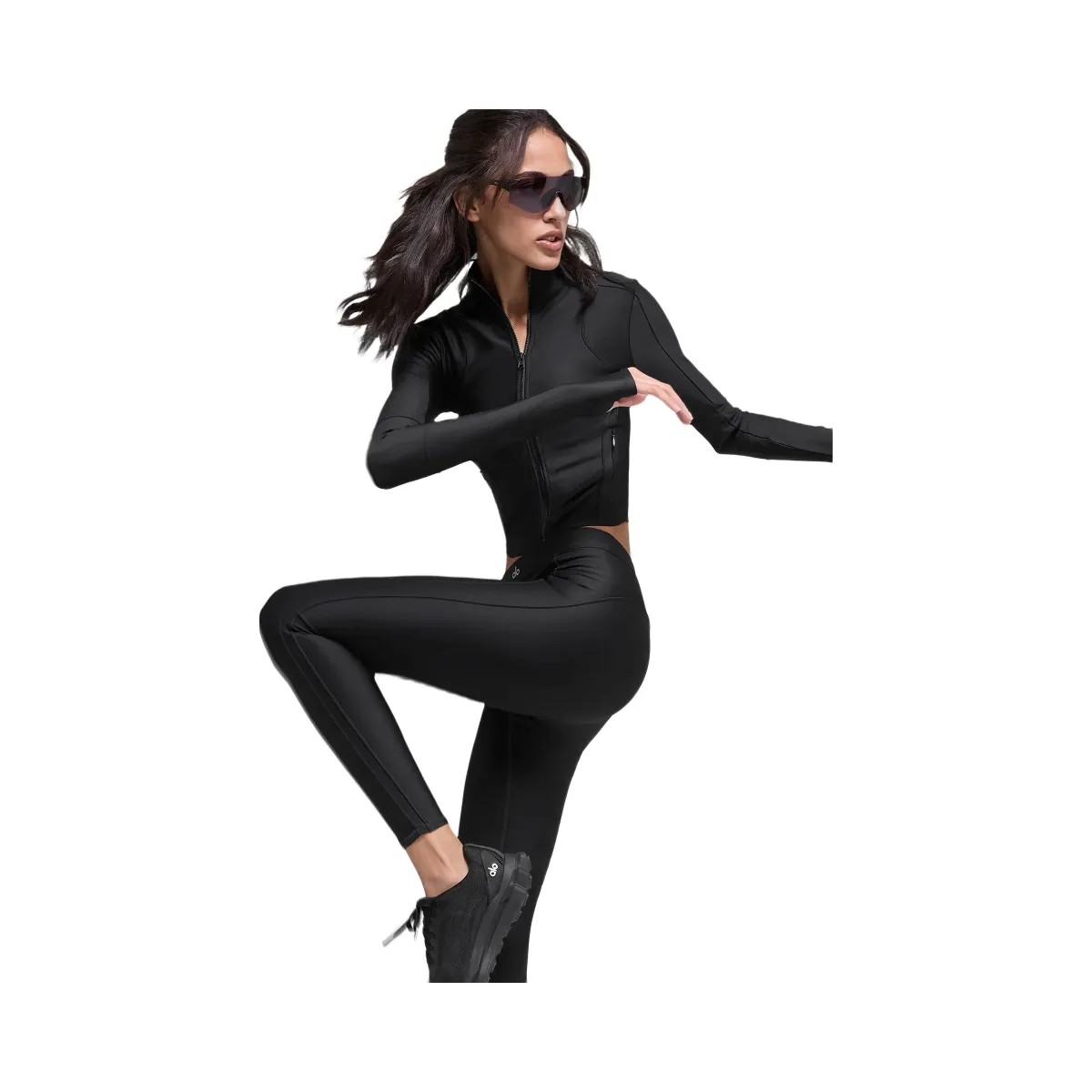 Alo Women's Airlift Ignite Zip Up Jacket - Black - HypeFly India View 4