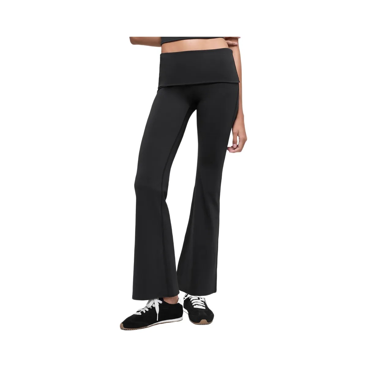 Alo Women's ALO Softsculpt 7/8 Foldover Flare Legging - Black - HypeFly India View 1