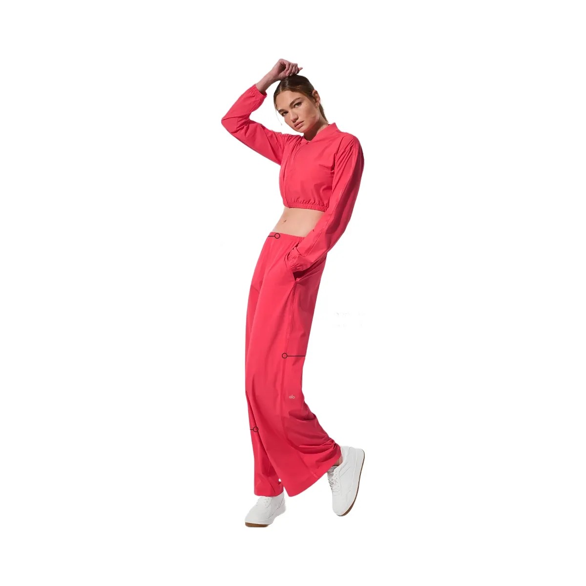Alo Women's Breezy Wide Leg Pant (Long) - Candy Red - HypeFly India View 4