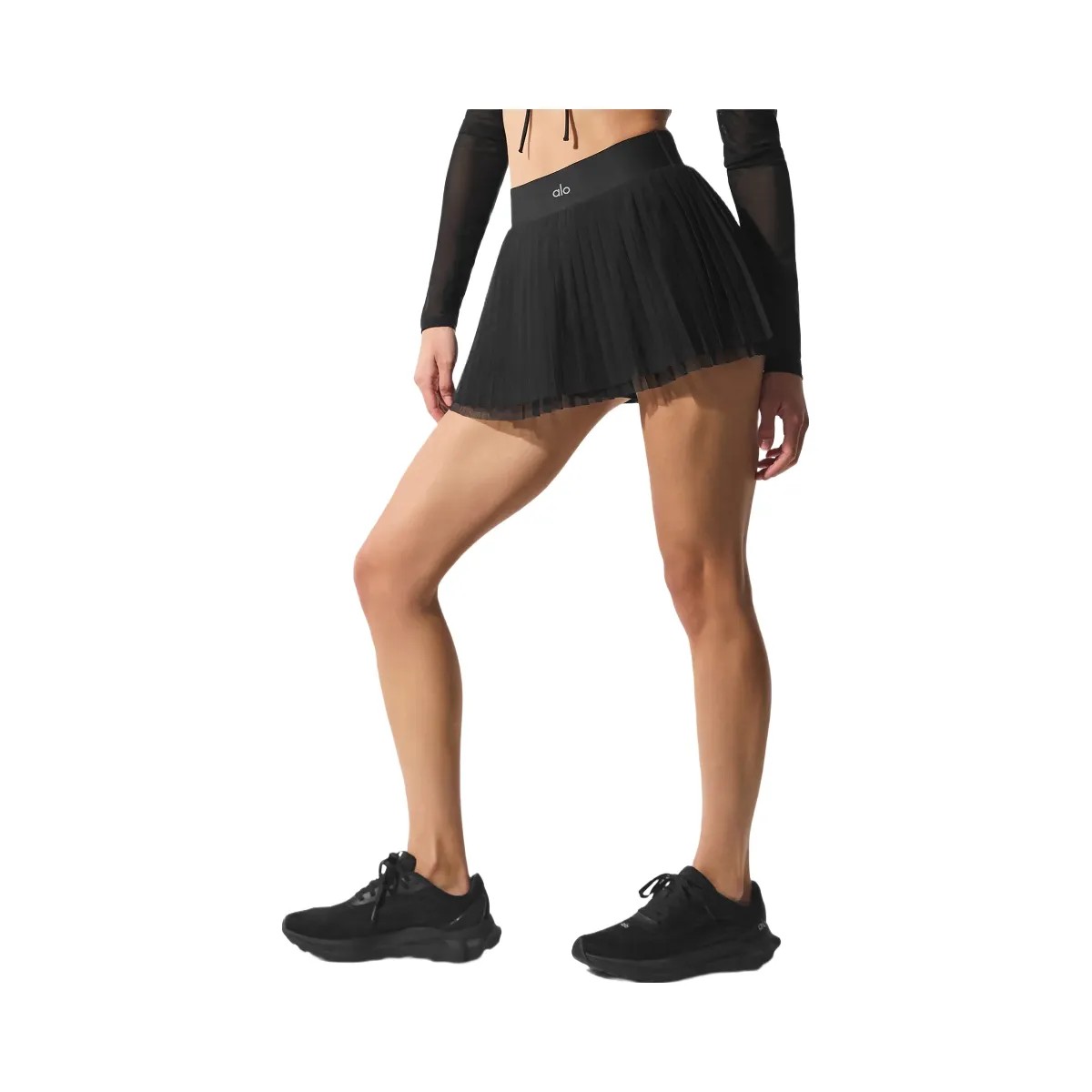 Alo Women's Mesh Baseline Tennis Skirt - Black - HypeFly India View 4