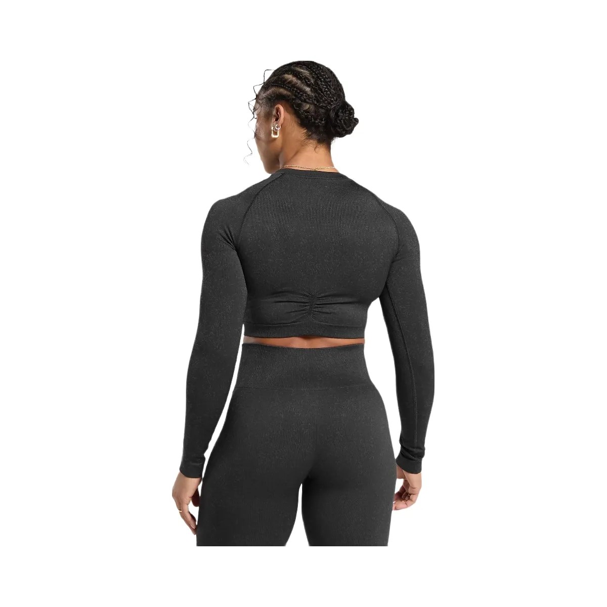 Gymshark Adapt Fleck Seamless Long Sleeve Crop Top - Mineral | Black - HypeFly India View 3