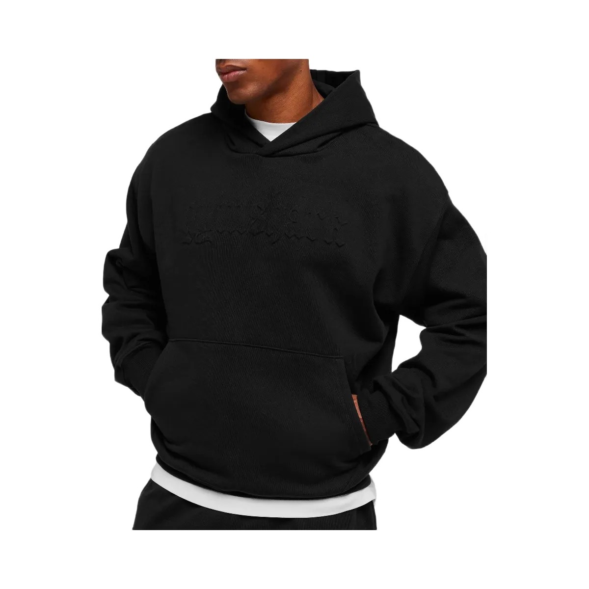 Gymshark Embossed Boxy Hoodie - Black - HypeFly India View 4