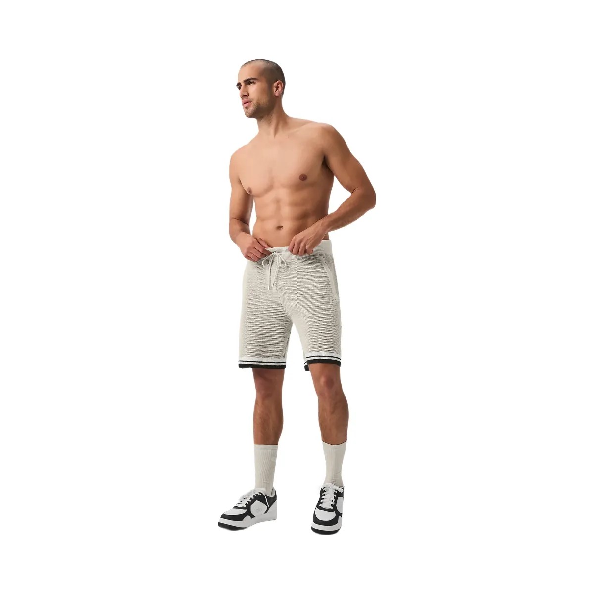 Alo Men's 7" Sports Club Sweater Knit Basketball Short - Bone - HypeFly India View 1