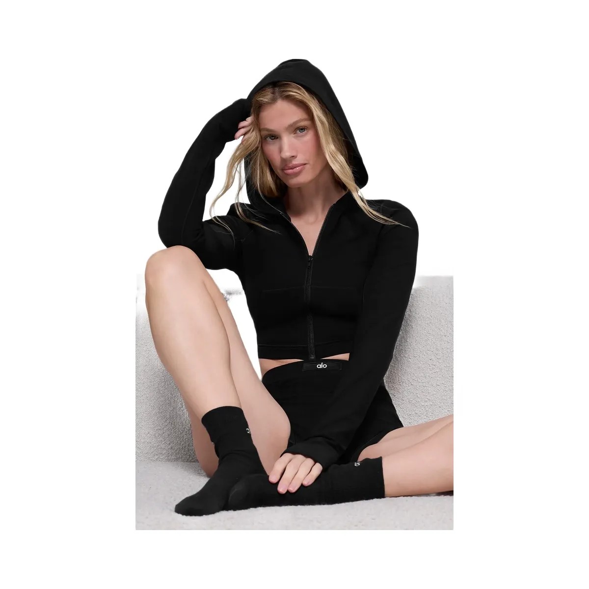 Alo Women's soft Sincere Fitted Jacket - Black - HypeFly India View 3