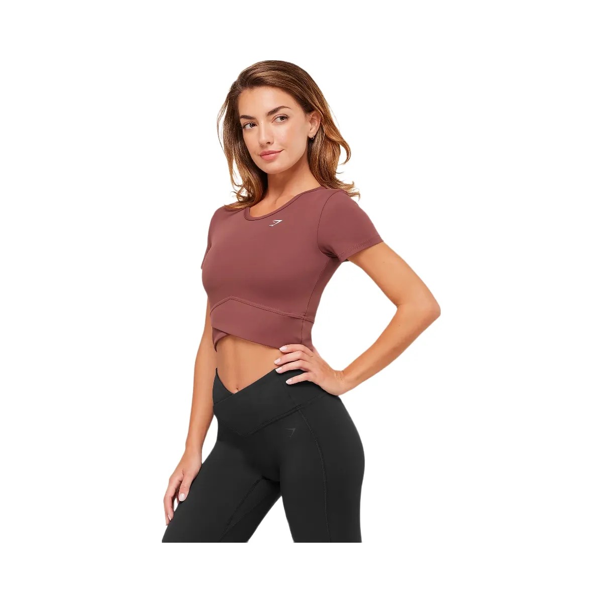 Gymshark Crossover Midi Top with Shelf - Burgundy Brown - HypeFly India View 3