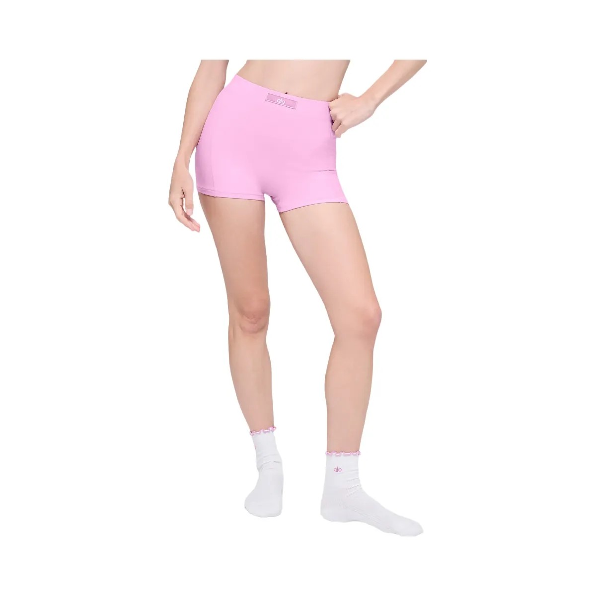 Alo Women's soft Sincere Micro Short - Candy Heart Pink - HypeFly India View 2