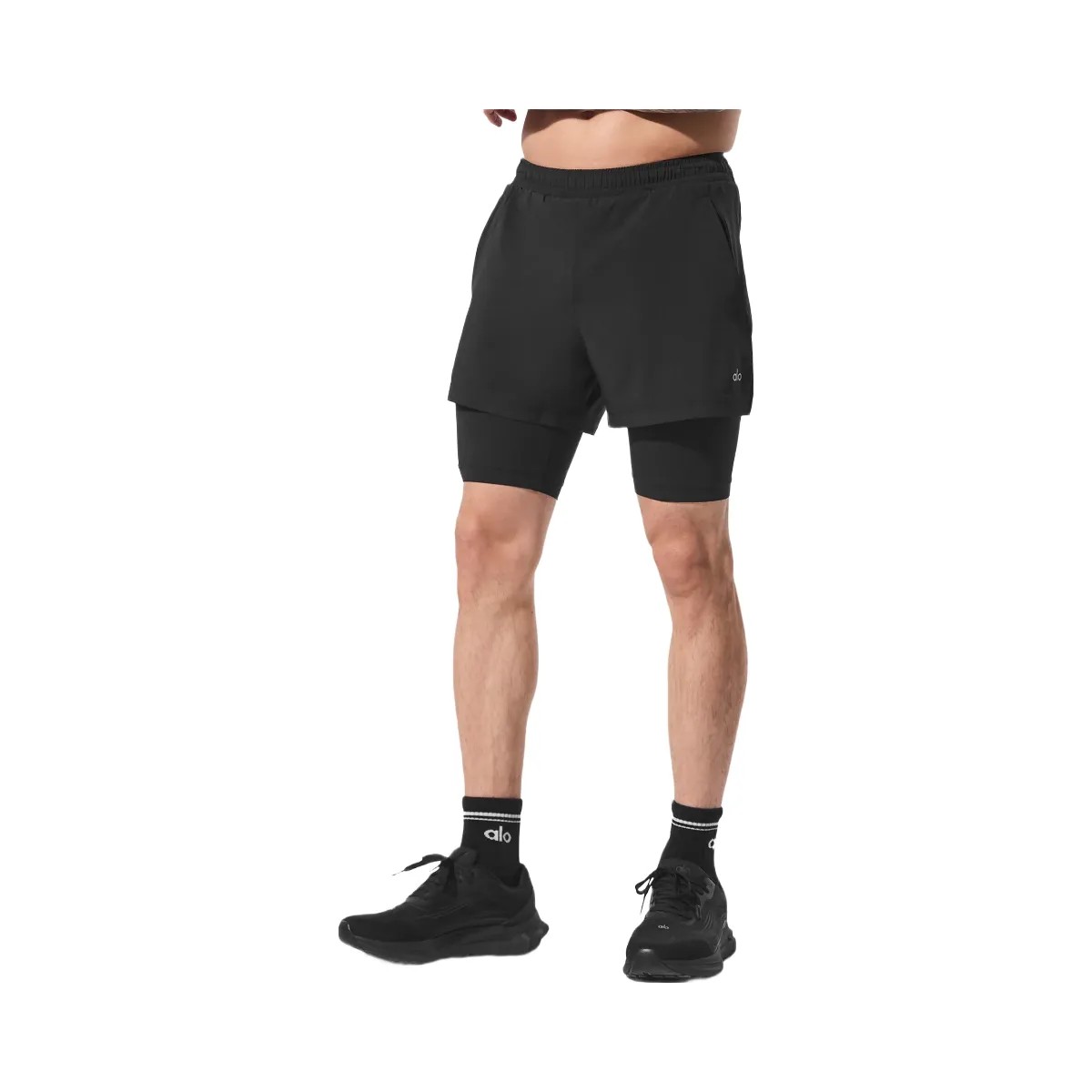 Alo Men's 5" Revival 2-In-1 Short - Black/Black - HypeFly India View 1